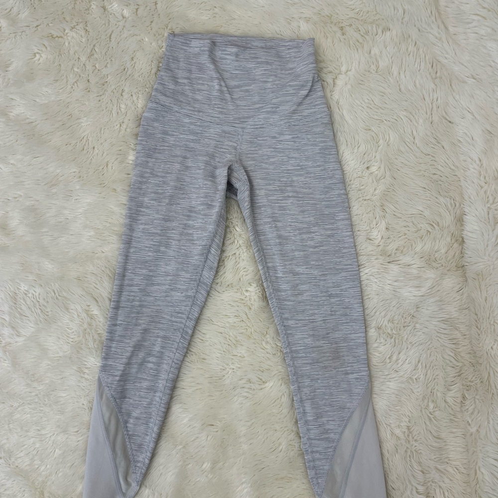 Lululemon Athletica Gray High-Rise Leggings with Mesh Panels